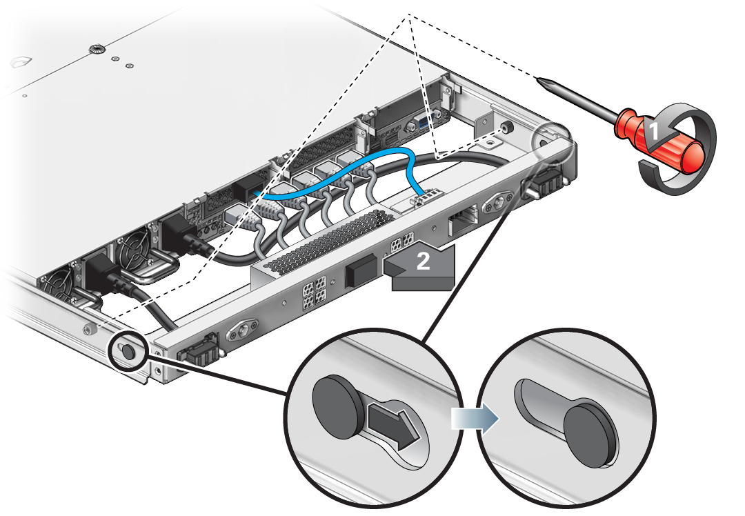 Figura en la que se muestra como liberar los topes del FBA para deslizar las vías hacia atrás. image:Figura en la que se muestra como liberar los topes del FBA para deslizar las vías hacia atrás.