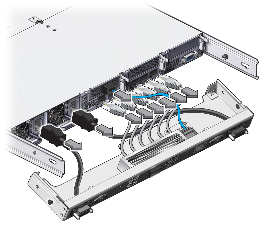 Figura en la que se muestra cómo desconectar los cables del FBA. image:Figura en la que se muestra cómo desconectar los cables del FBA.