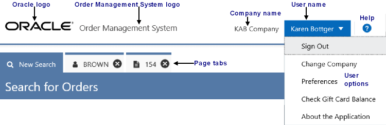 This image displays the components of a page in the application.