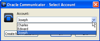 「Select Account」ダイアログ