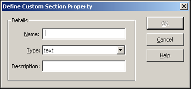 「カスタム・セクション・プロパティの定義」ダイアログ・ボックス