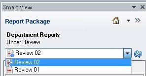 Shows the available options in the Content Selector; in this example, Review 01 and Review 02 are available.