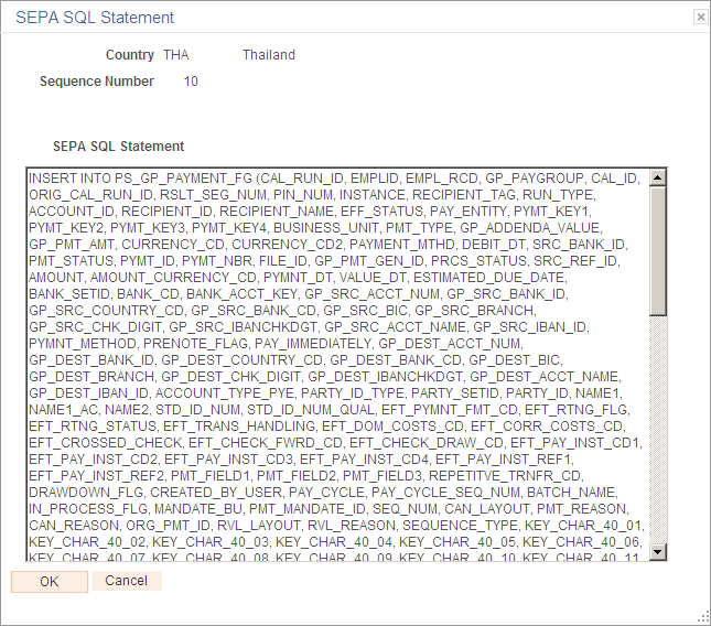 SEPA SQL ステートメント ページ