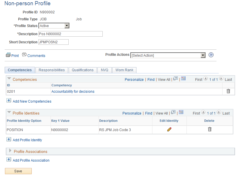 非個人プロファイル ページ