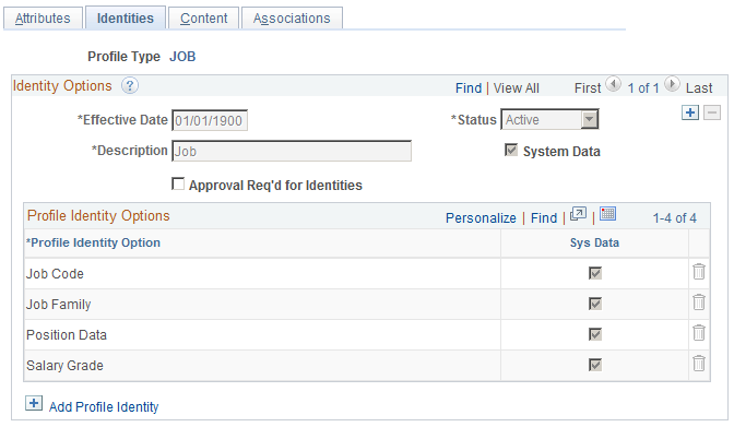 プロファイル タイプ - 識別ページ