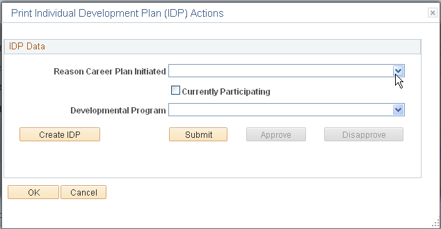 「Print Individual Development Plan (IDP) Actions」ページ