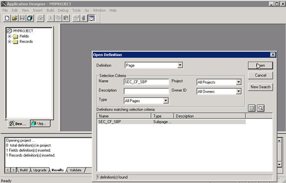 [アプリケーション デザイナ] - [定義を開く] (ページ)