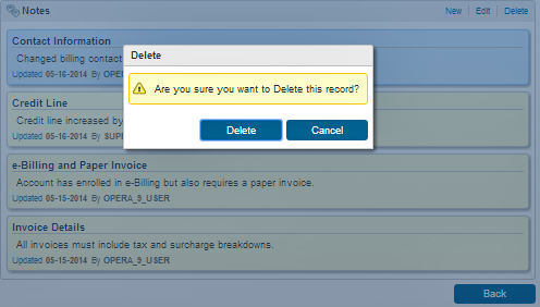 Confirmation msg to delete a note on an Accounts Receivable account