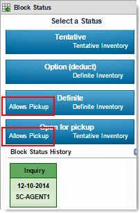 Block Status to Allow Pickup - example