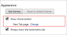 Chrome browser - show Home button and set homepage