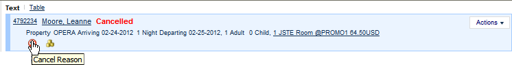 Cancel Reason indicator on search record