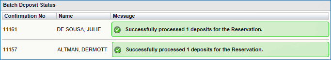 Batch Deposit Status - Successful