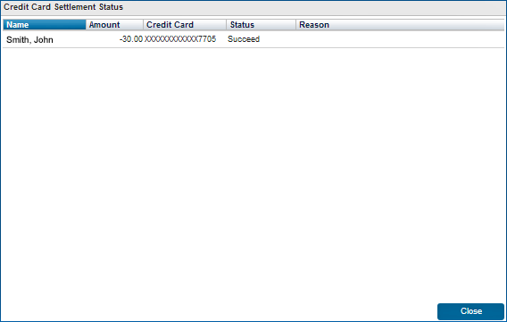 How to settle credit card transactions - status popup