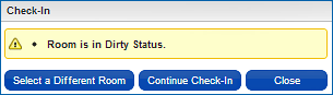 Check-In Alert - Room Status - Continue or Select different room