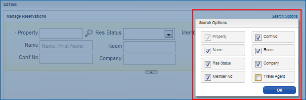 Adding Search Options to EZTask Manage Reservations screen