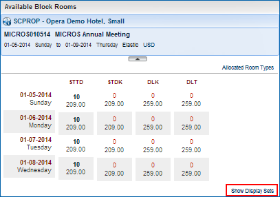 Available Block Rooms - Show Display Sets Link