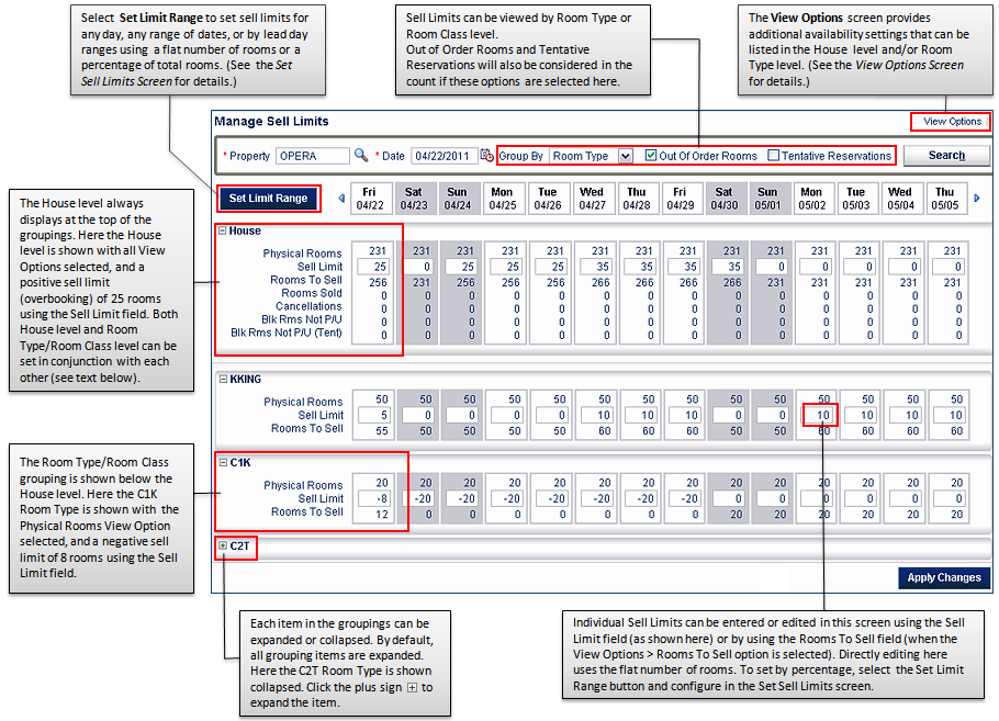 Manage Sell Limits Screen