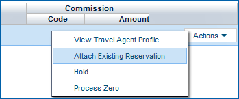 Attach Existing Reservation_ dropdown