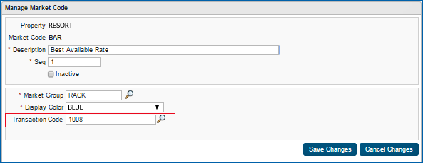 Designate Transaction Code to Market Codes