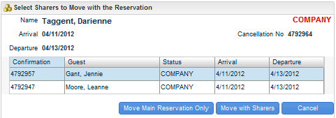 Move Reservation to Another Property - select Sharer