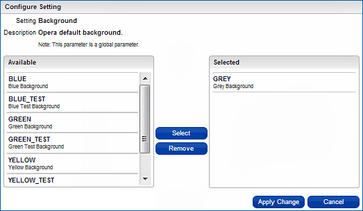 Sample Parameter edit values for the OPERA Cloud Background