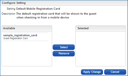Parameter Configuration - Default Mobile Registration Card