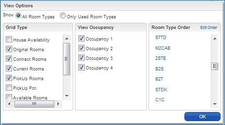 Room / Rate Grid View Options