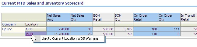 Link to current location WOS warning