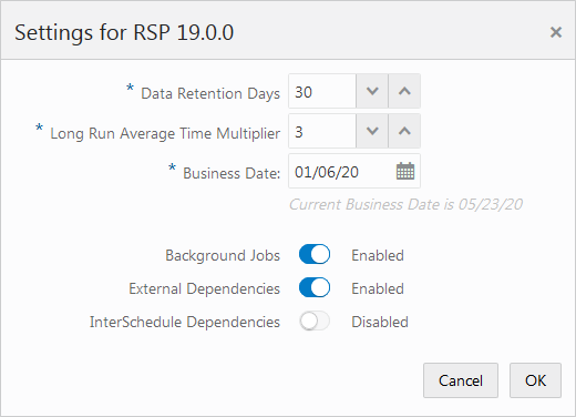 Edit Settings Window