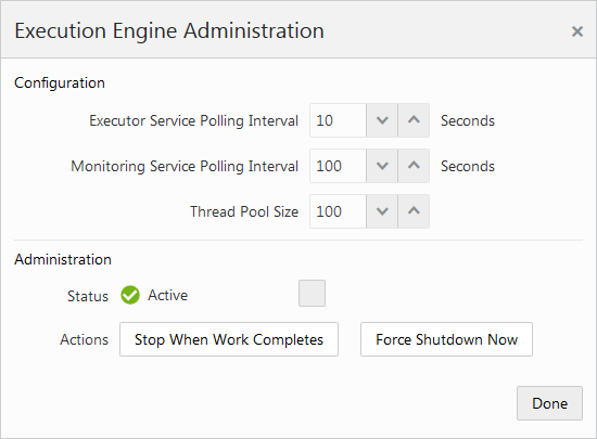 Execution Engine Administration Window