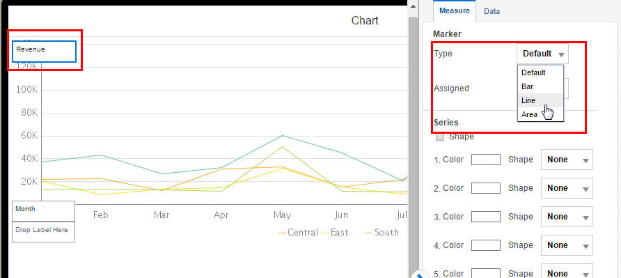 Select Measure field in chart