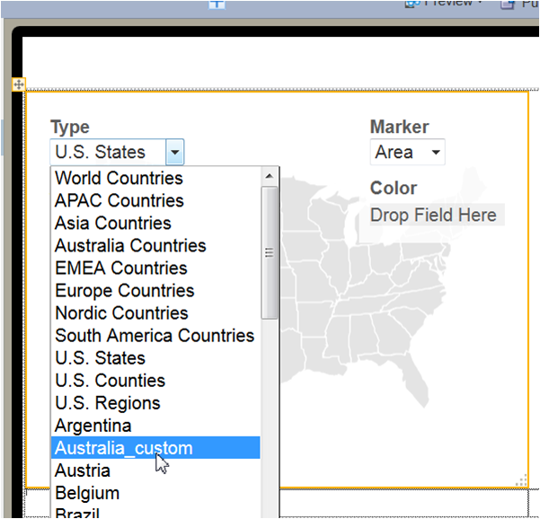 Custom map shown in region map menu