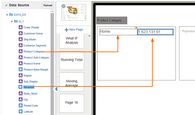 Inserting data fields to the Frame