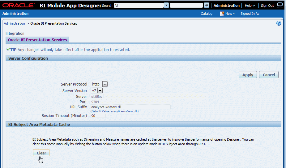 Clear the metadata cache