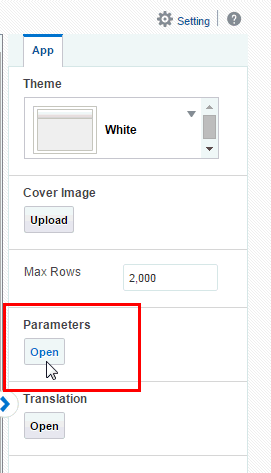 Click Open under Parameters