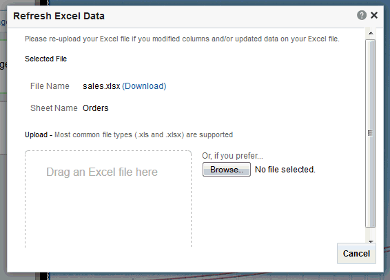 Refresh Excel dialog