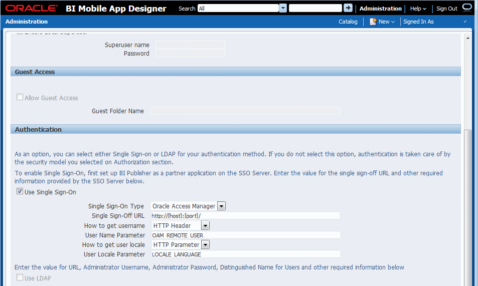 Security Configuration Screen