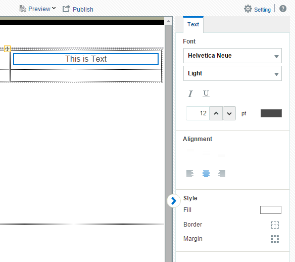 Text component properties