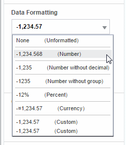 Data formatting options