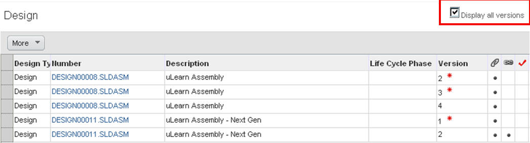 Where Used tab, Design object