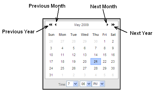 calendar tool, Web Client