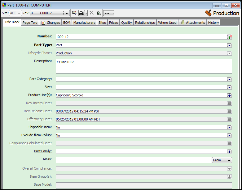 Screenshot, business object window, Java Client