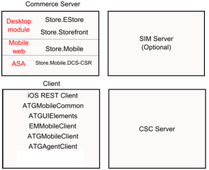 This illustration is described in the preceding text. XE “Server and Client Composition”