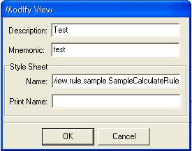 Shows Modify View window with a style sheet name entered
