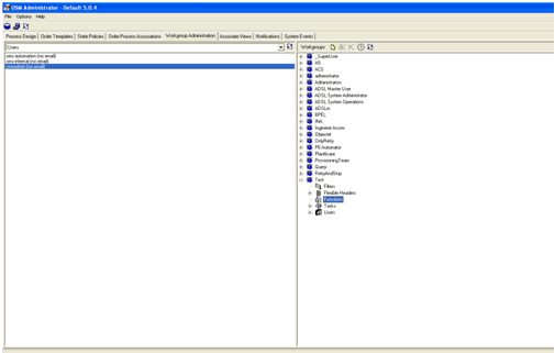 Screen capture of OSM Administrator Workgroup Admin window
