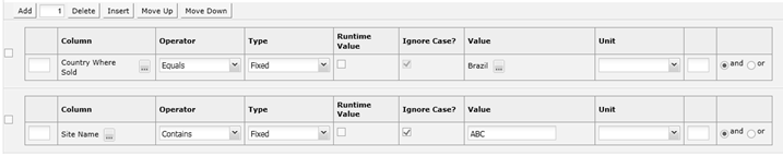 Filters Table