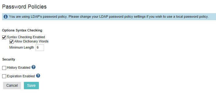 「パスワード・ポリシー」ページ