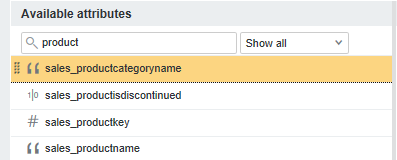Shows a single attribute in the Available attributes pane.