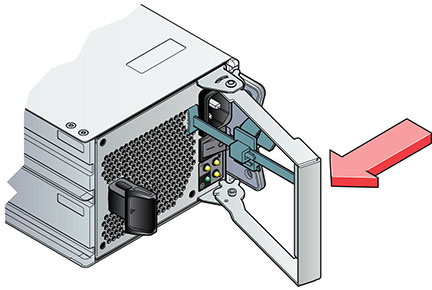 illustration présentant comment installer un module d'alimentation d'une étagère de disques DE2 image:illustration présentant comment installer un module d'alimentation d'une étagère de disques DE2