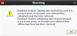 Warning indicates two mounts points have been retained